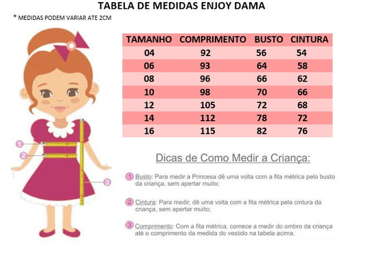 Vestido Infantil Rose C/ Renda e Saia Branca Damas Longo