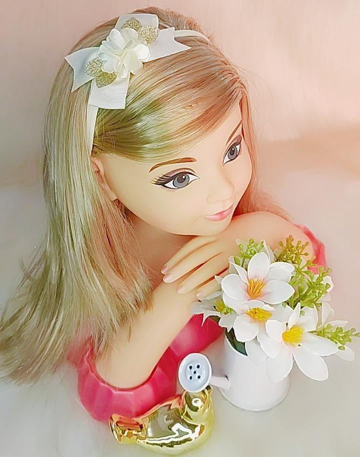 Faixa de Cabelo Bebê Dourada em Meia de Seda com Aplique de Flor para Estilo Ro