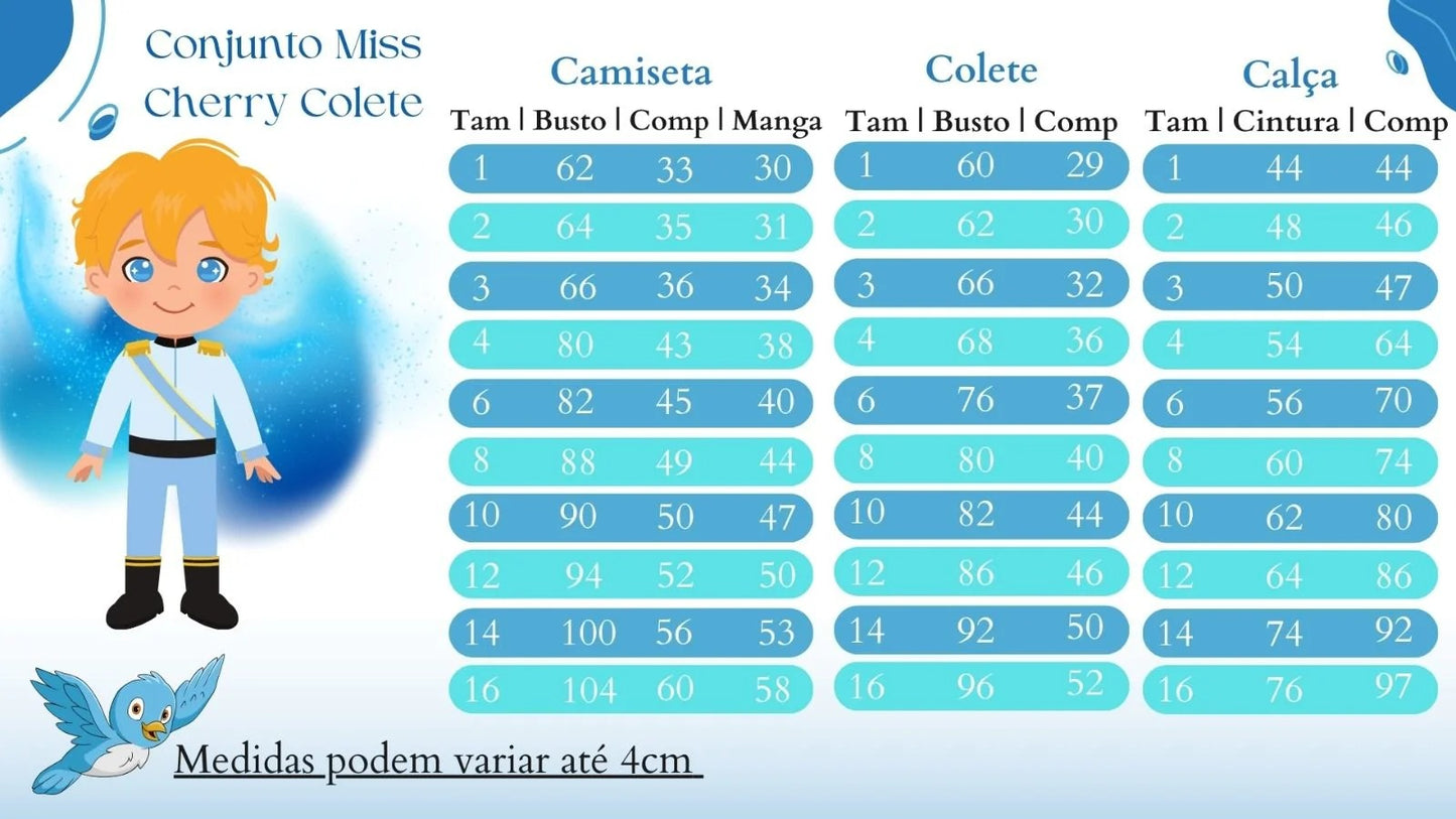 Conjunto Social Infantil Azul Serenity em Twill com Camisa Branca e Gravata Borboleta para Casamento