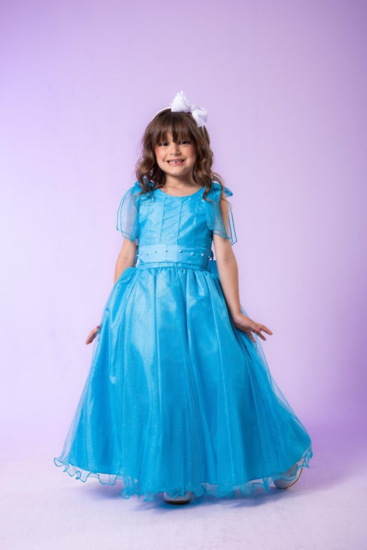 Vestido Longo Mel Azul Tiffany Para Festas Infantis