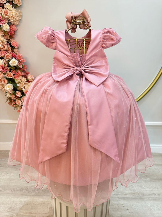 Vestido Infantil Rose C/ Renda Daminhas de Honra Longo