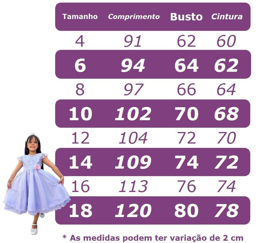 Vestido Infantil Branco em Tule com Aplique de Flores e Renda Delicada para Daminhas