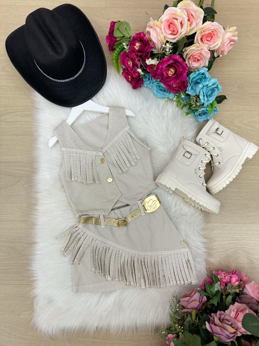 Conjunto Blogueirinha Boiadeira Jeans Off Casual Chic