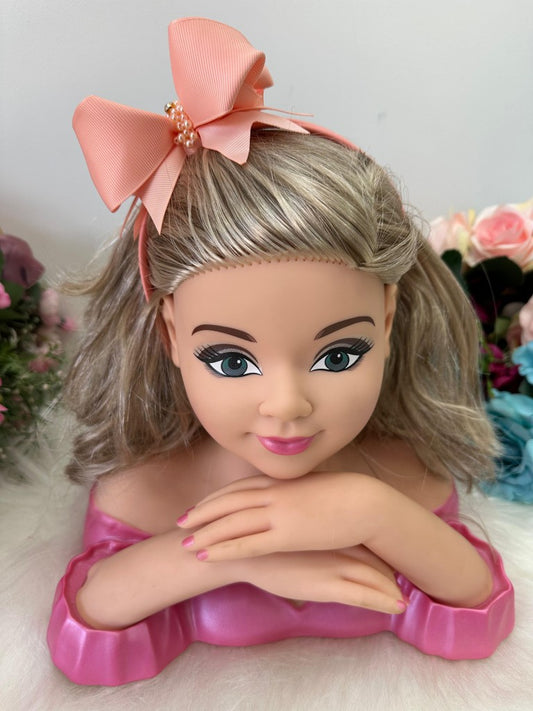 Tiara Infantil Pessego em Cetim com Pérolas e Strass para Estilo Princesa