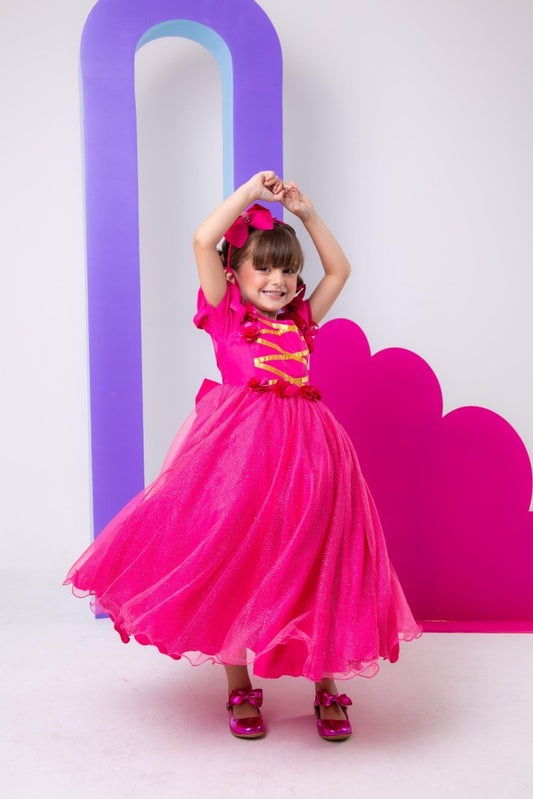 Vestido Infantil/Fantasia Longa Princesa Aurora Rosa
