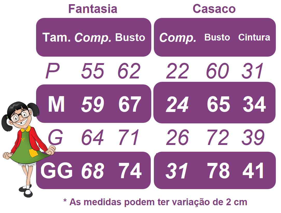 Chiquinha Festas Fantasia Infantil Verde e Vermelho