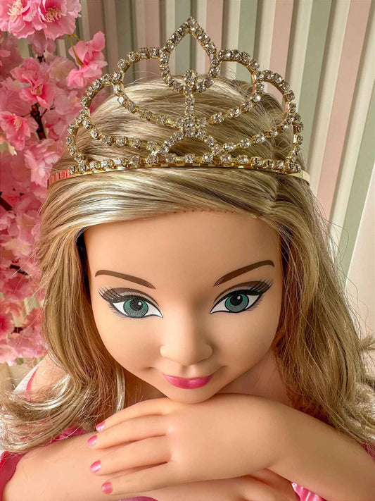 Coroa Infantil Dourada em Strass com Brilho Elegante para Estilo Princesa