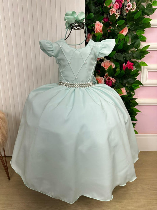 Vestido Infantil Verde Porto Fino em Poliester com Saia Longa