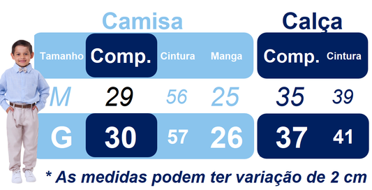 Conjunto Social Infantil Branco em Poliéster com Gravata Borboleta e Suspensório Azul para Festa