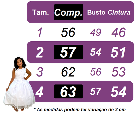 Vestido Infantil Branco Casamento Festa Com Renda Luxo