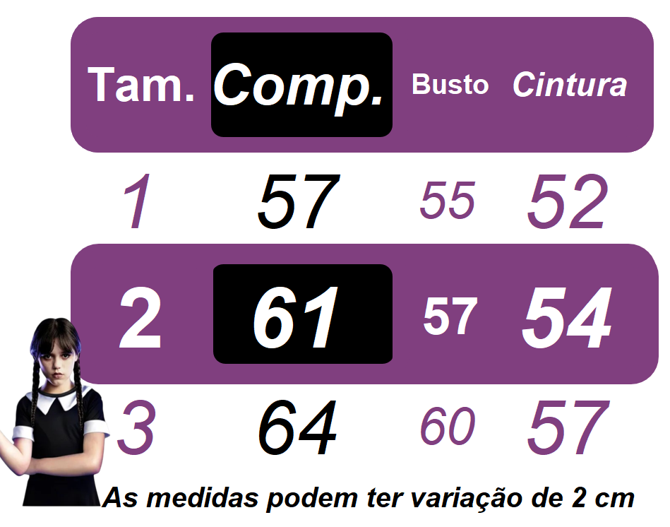 Fantasia Infantil da Wandinha Com Laço Festas