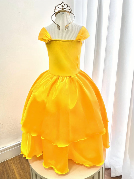 Fantasia Infantil Bela e a Fera Amarelo Escuro Festas