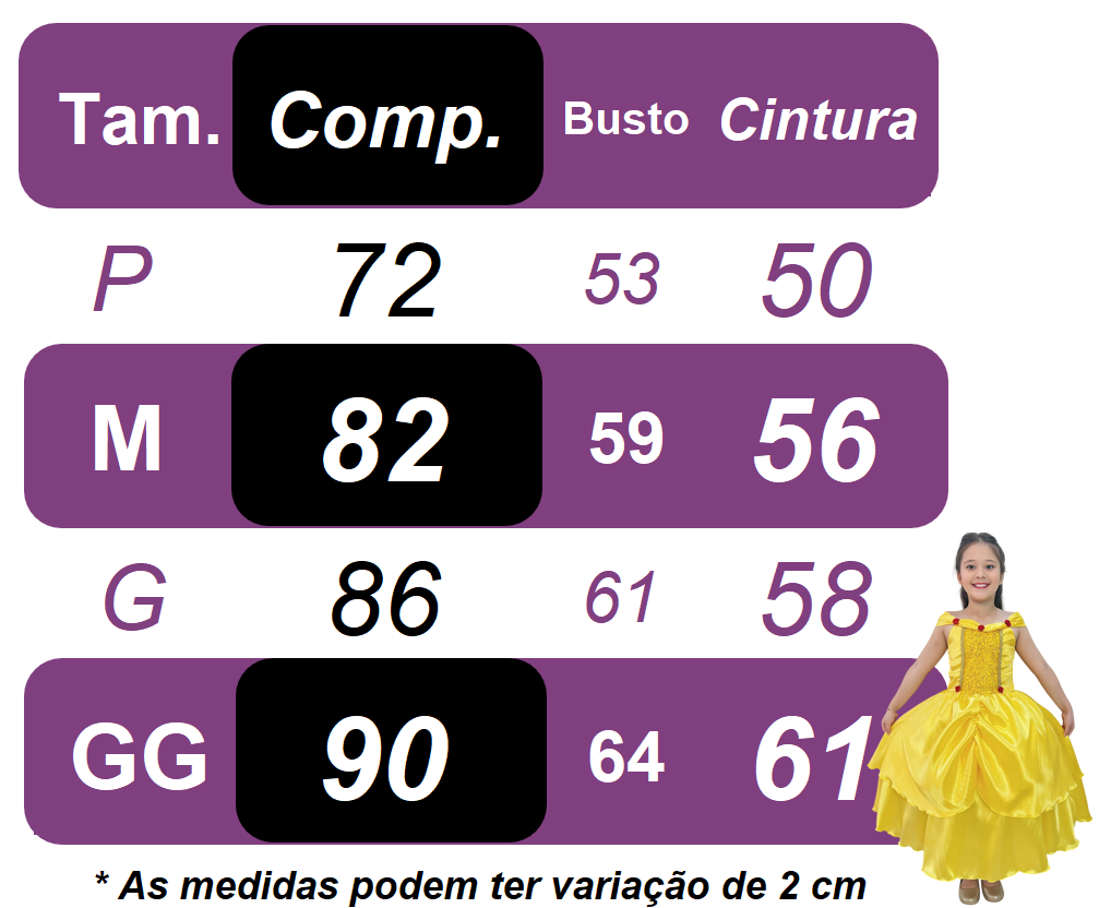 Fantasia Infantil Bela e a Fera Amarelo Escuro Festas