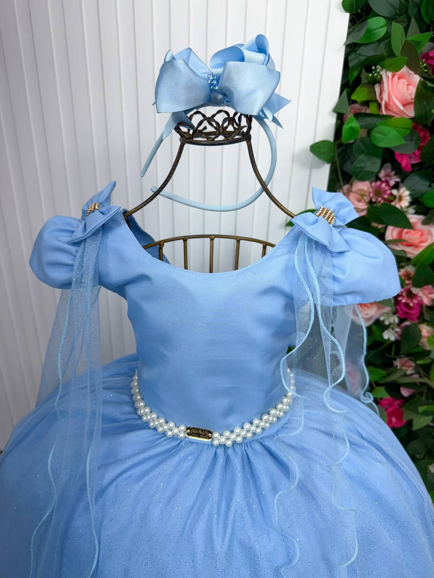 Vestido Longo Diamante Azul Bebe