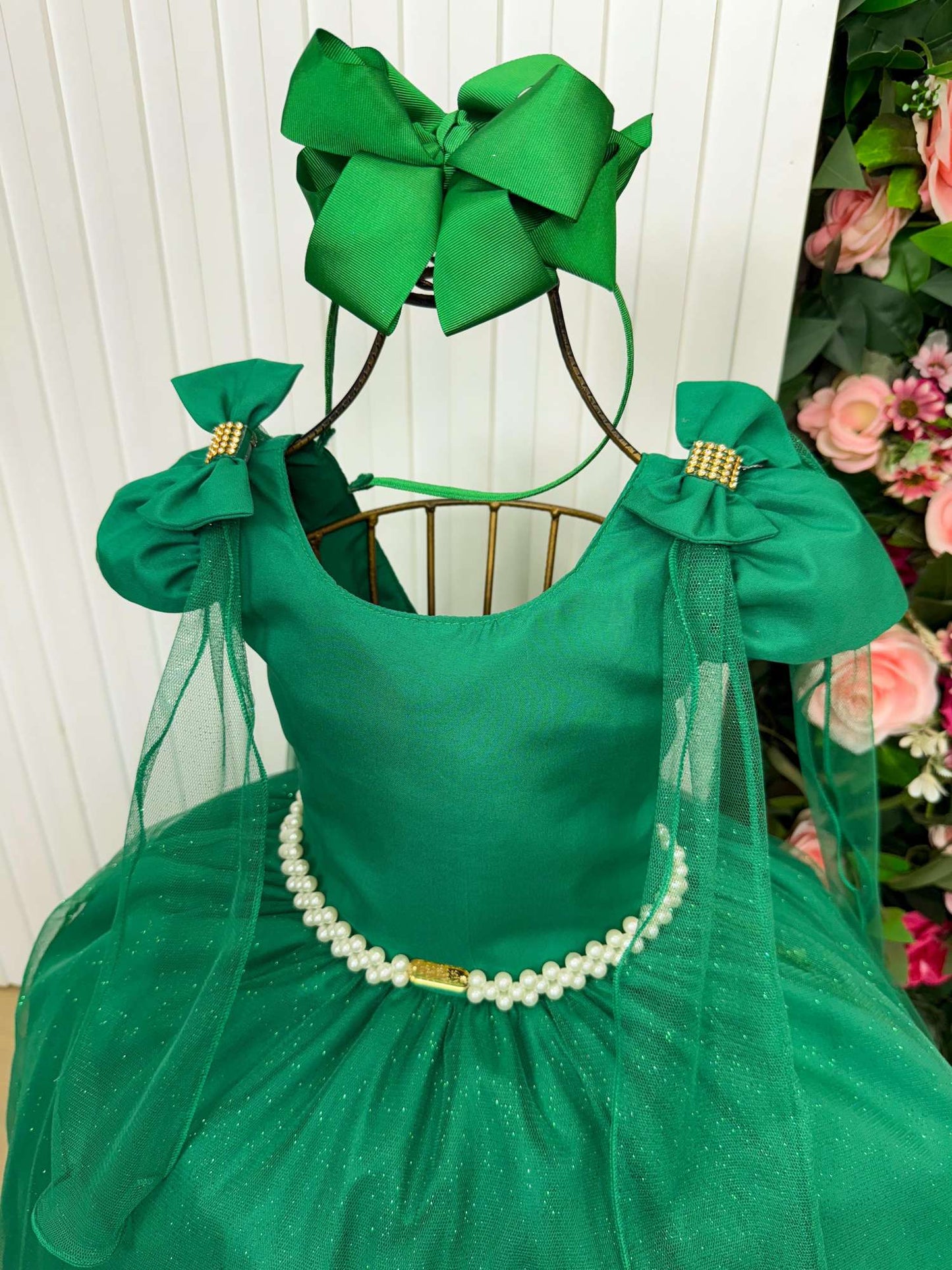 Vestido Longo Diamante Verde Bandeira