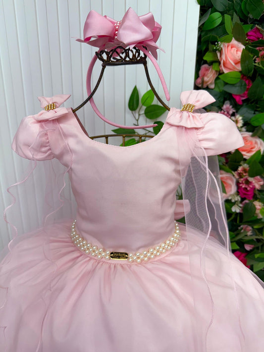 Vestido Longo Diamante Rosa Bebe