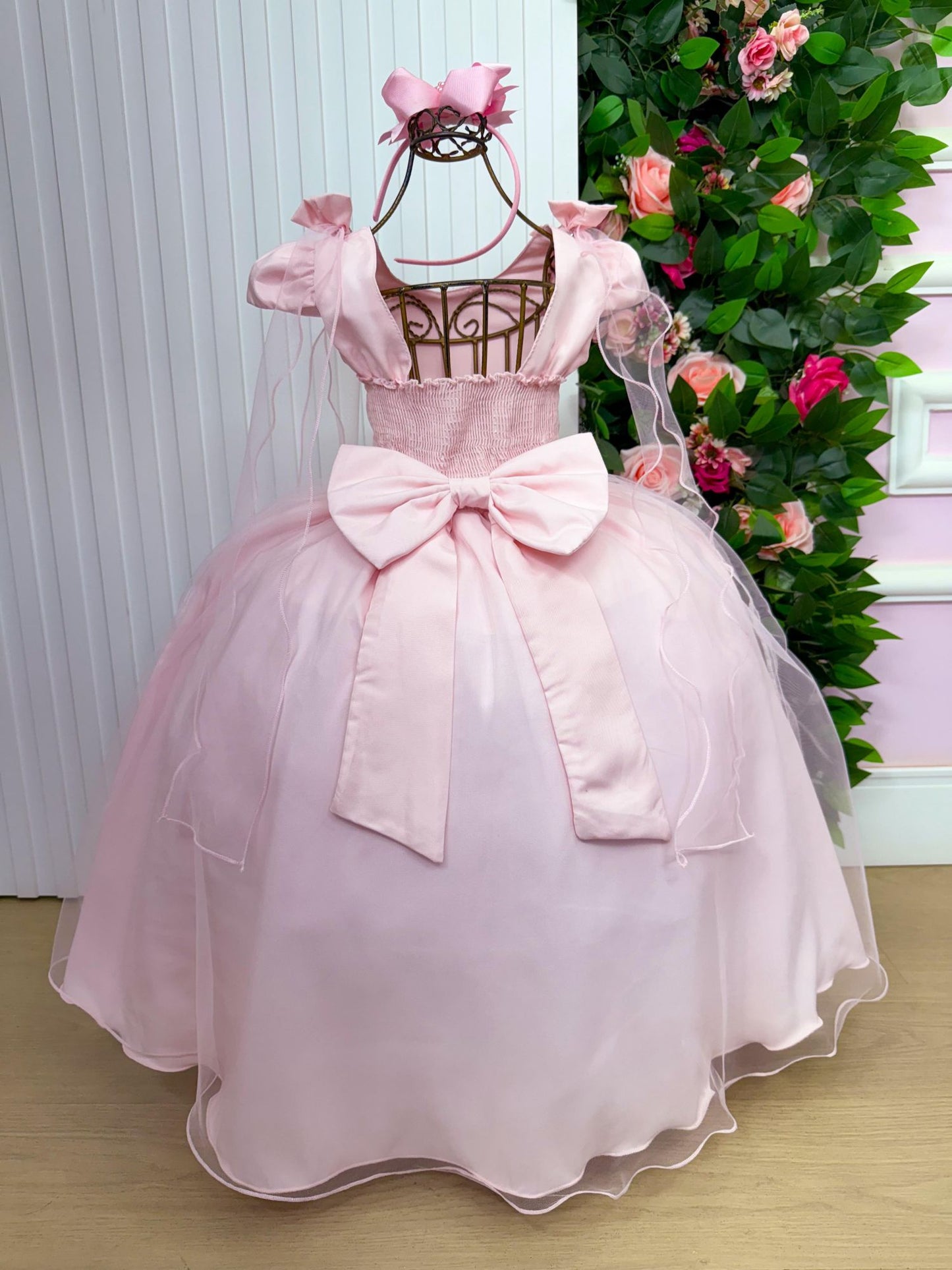 Vestido Longo Diamante Rosa Bebe