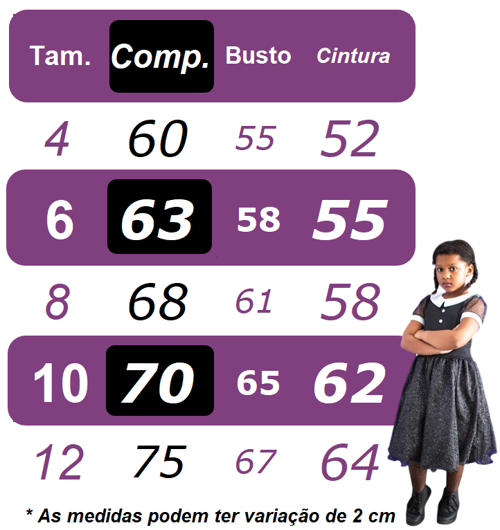 Vestido Fantasia Infantil Preto Wandinha Addams