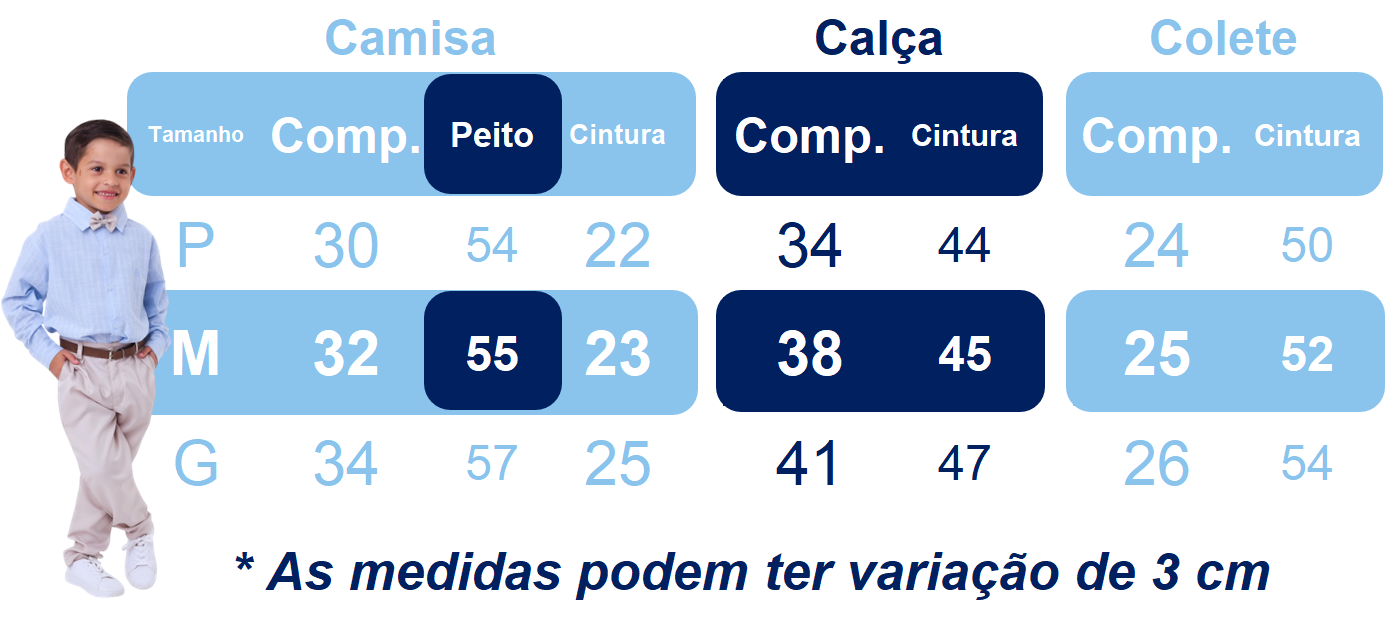 Conjunto Social Bebê Calça Colete Azul Escuro e Camisa Branca