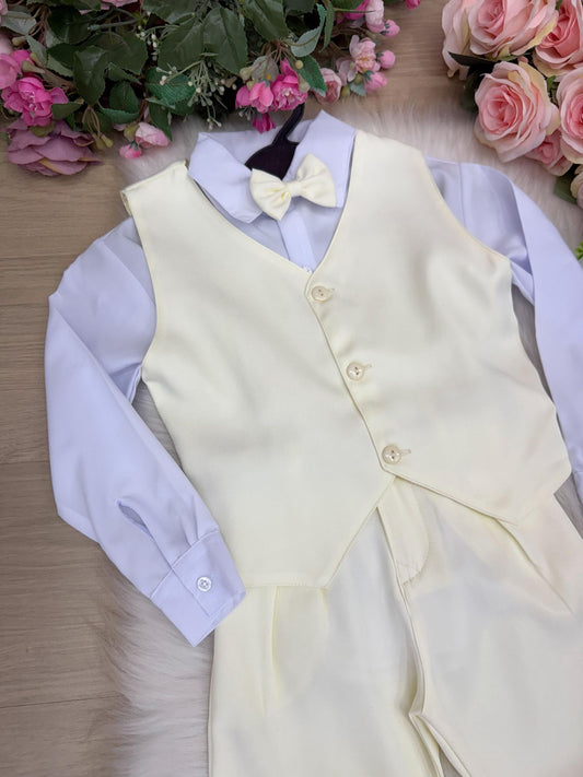 Conjunto Social Colete Amarelo Claro