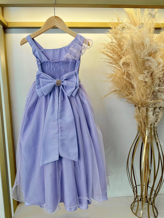 Vestido Infantil Longo Lilás Luxo Formaturas Daminhas