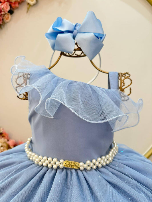 Vestido Infantil Longo Azul Luxo Formaturas Daminhas