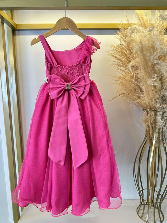 Vestido Infantil Longo Pink Luxo Formaturas Daminhas