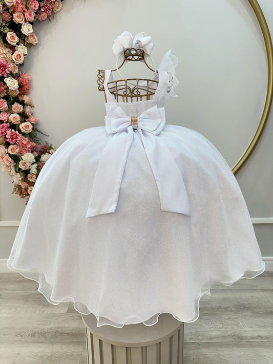 Vestido Infantil Longo Branco Luxo Formaturas Daminhas