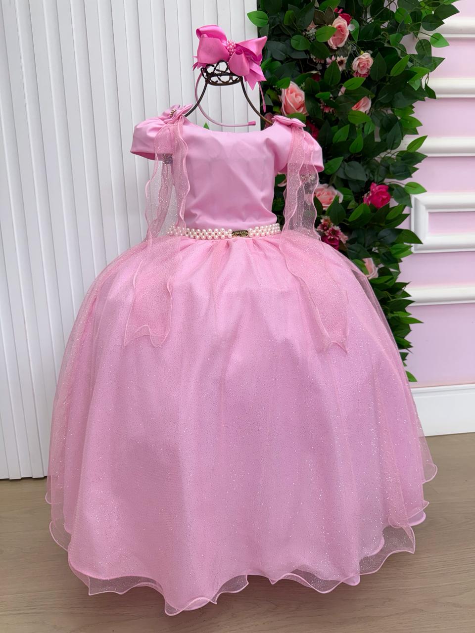 Vestido Longo Diamante Rosa Chiclete