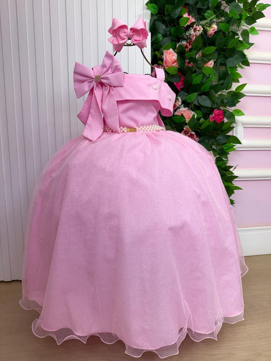 Vestido Longo Doce Elegancia Rosa Chiclete