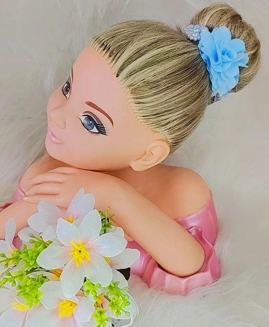 Porta Coque Infantil Azul Bebê com Pérolas e Detalhes Florais para Daminhas