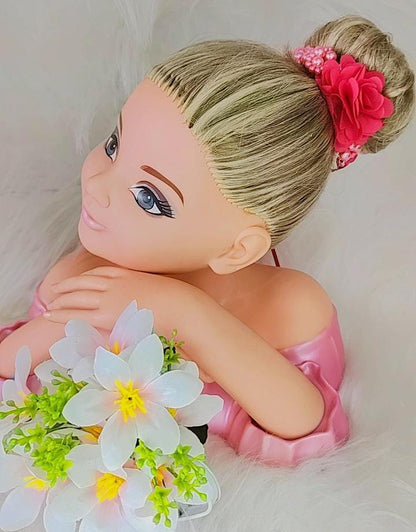 Porta Coque Infantil Rosa em Cetim com Pérolas para Crianças com Detalhes Flor