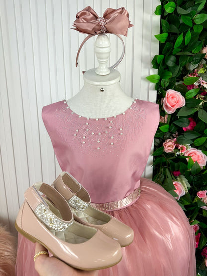 Vestido Infantil Enjoy Longo Regata Rosê