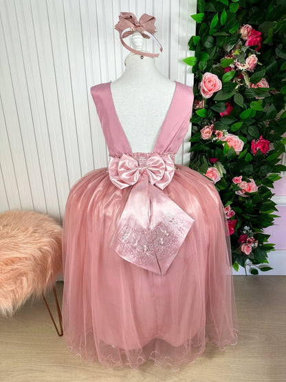 Vestido Infantil Enjoy Longo Regata Rosê