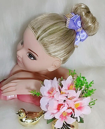 Porta Coque Elegante Lilás em Cetim com Laço e Strass Brilhante para Festa de