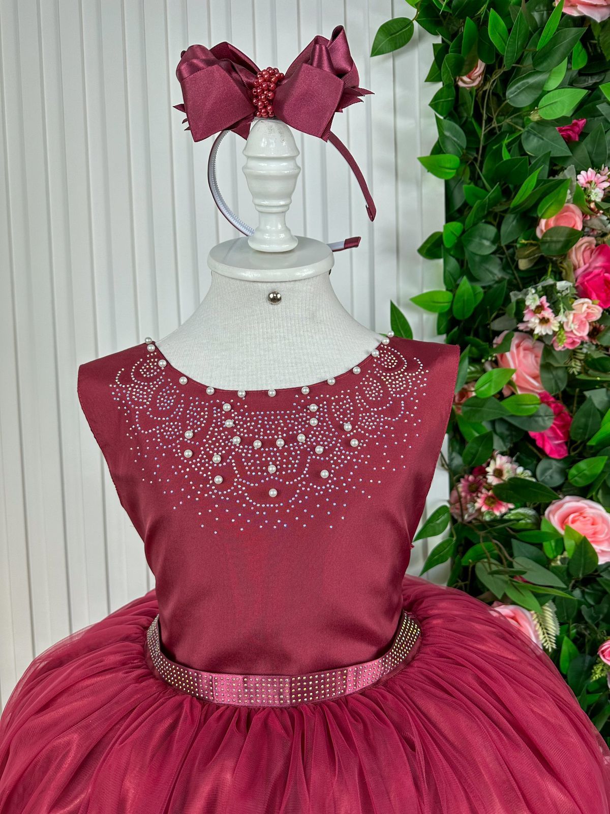 Vestido Infantil Enjoy Longo Regata Marsala