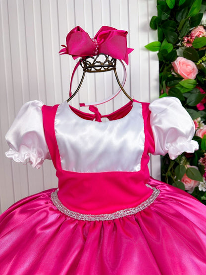 Fantasia Princesa Belli Salopete Pink Camisa Branca