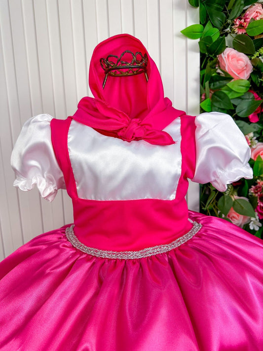 Fantasia Princesa Belli Salopete Pink Camisa Branca