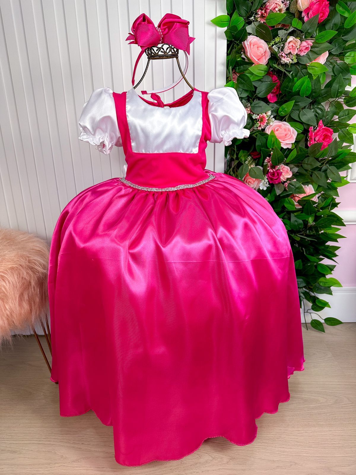 Fantasia Princesa Belli Salopete Pink Camisa Branca