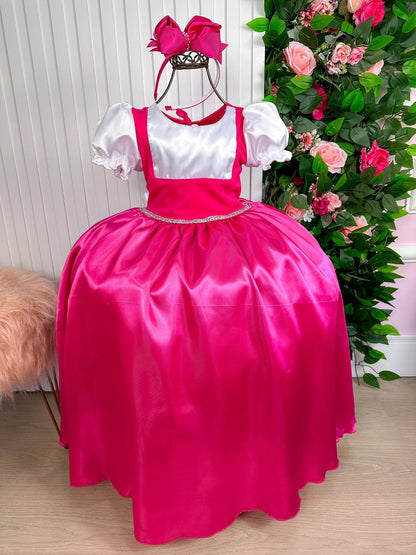 Fantasia Princesa Belli Salopete Pink Camisa Branca