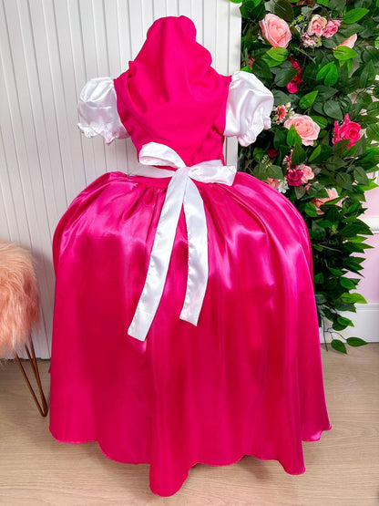 Fantasia Princesa Belli Salopete Pink Camisa Branca