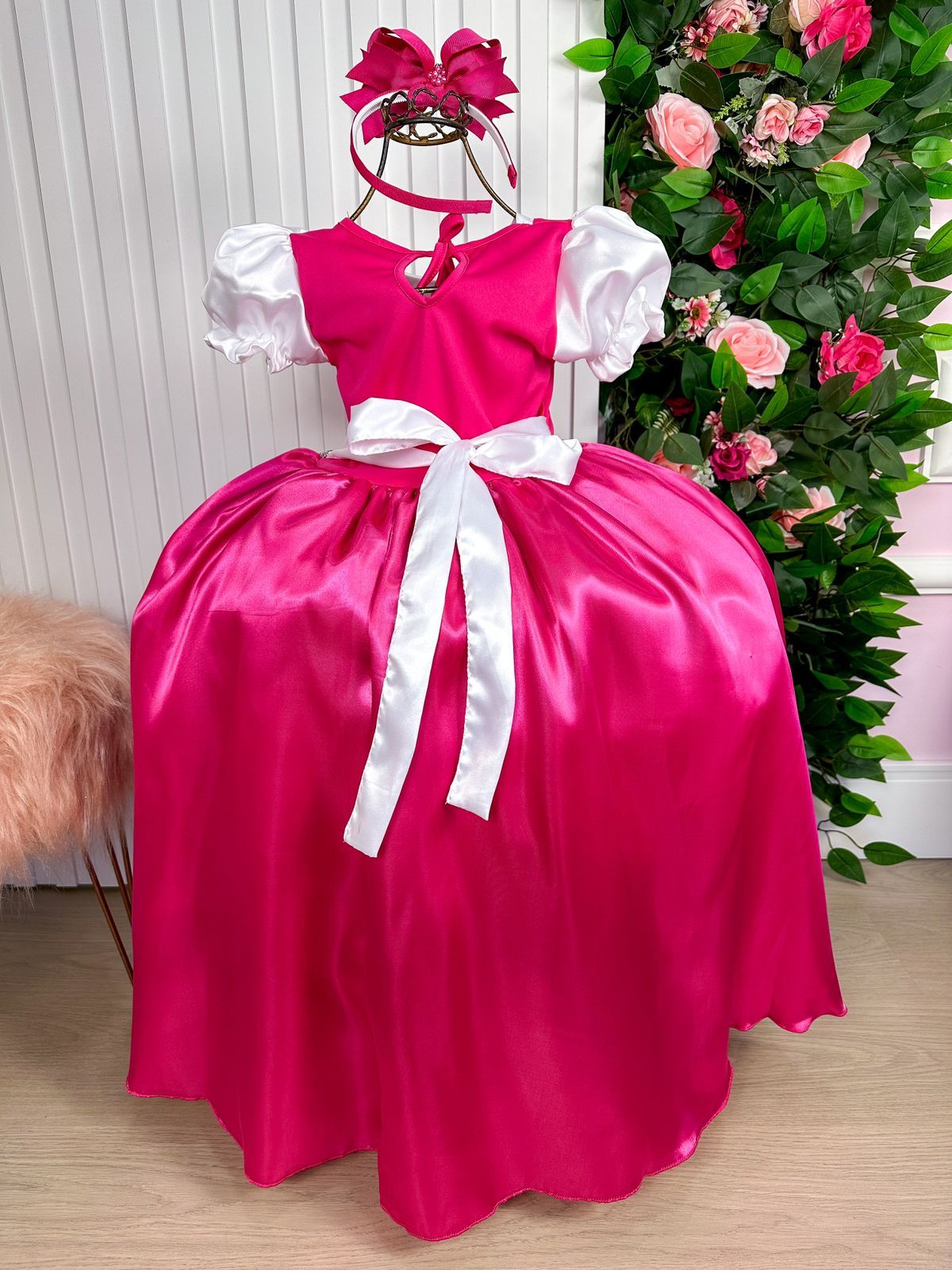 Fantasia Princesa Belli Salopete Pink Camisa Branca