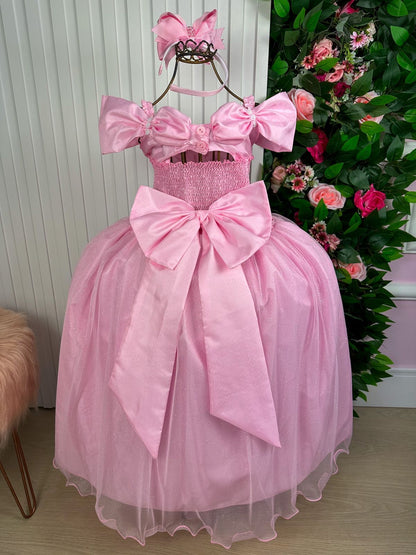 Vestido Marie Longo Manga Princesa Rosa Bebe