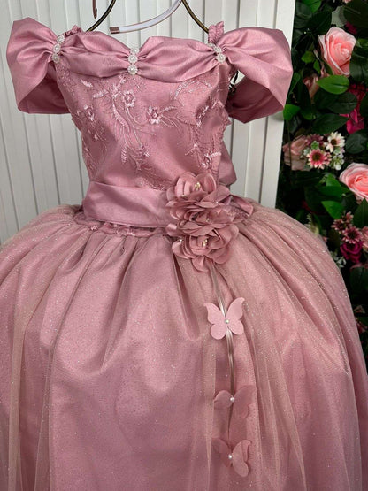 Vestido Marie Longo Manga Princesa Rose