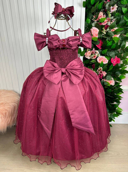 Vestido Marie Longo Manga Princesa Marsala