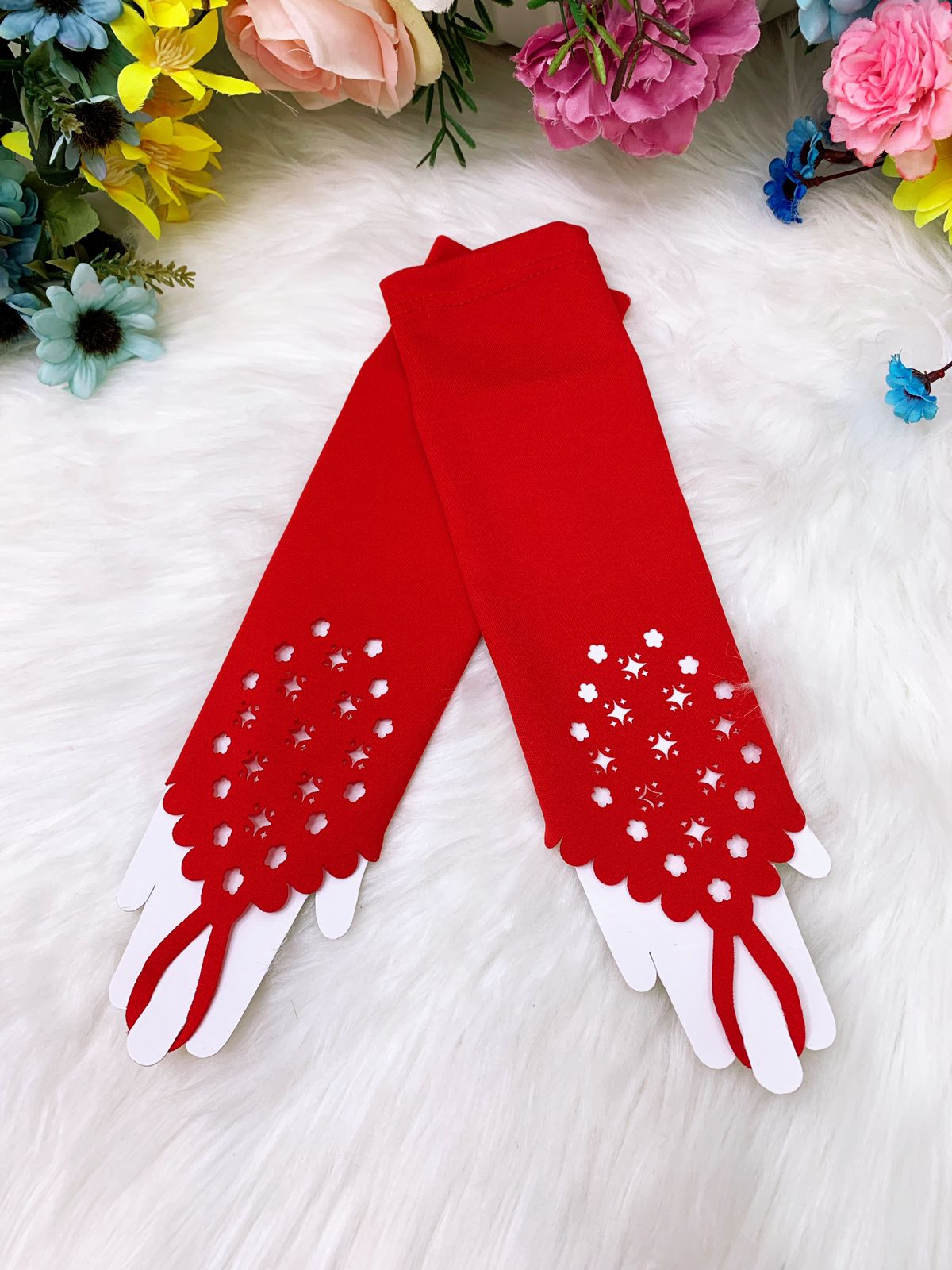 Luva Infantil Luxo Rosa em Cetim com Detalhes Elegantes para Festa de Aniversár