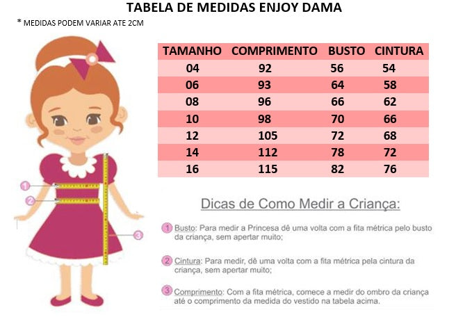 Vestido Infantil Rose C/ Renda e Saia Branca Damas Longo