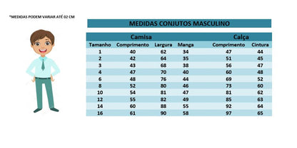 Conjunto Social Infantil Branco em Poliéster com Calça e Gravata Preta e Suspensório Removível para Festa