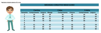 Conjunto Social Infantil Preto com Calça, Camisa, Colete e Gravata
