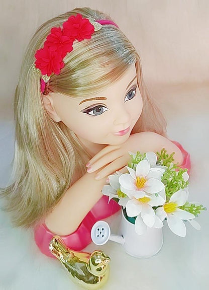 Faixinha de Cabelo Bebê Dourada em Meia de Seda com Apliques de Flores para Dam